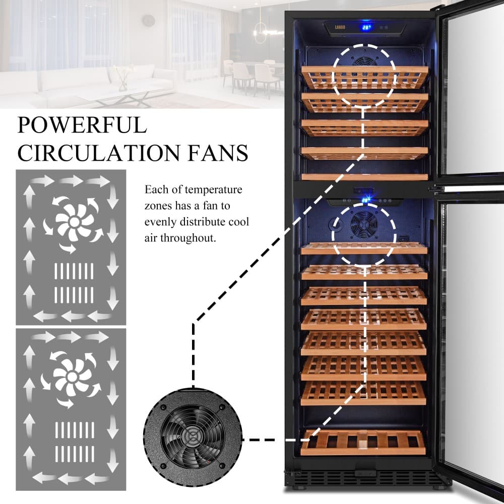 Lanbo 152-Bottle Dual Door Wine Cooler (LW162DD) image 12