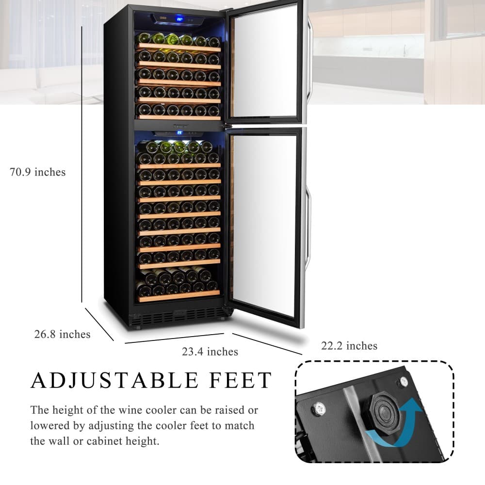 Lanbo 152-Bottle Dual Door Wine Cooler (LW162DD) image 13