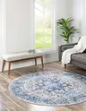 Unique Loom Yara Collection Area Rug - Sunil (6' 1" Round, Royal Blue/ Blue) image 4
