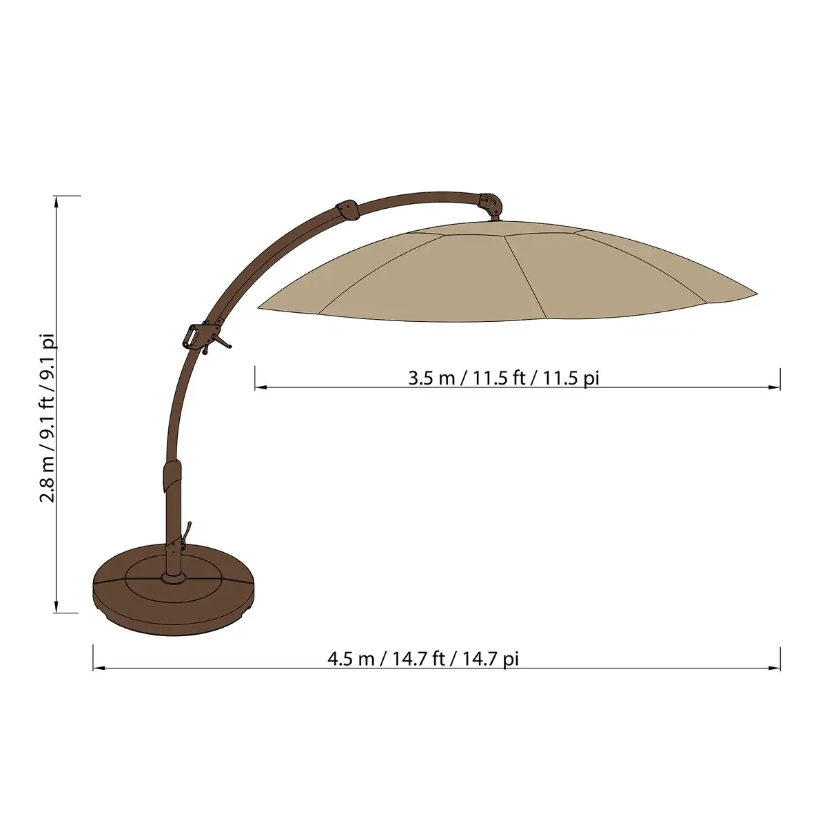 Seasons Sentry 11.5 ft. Round Side Mount Cantilever Umbrella image 2