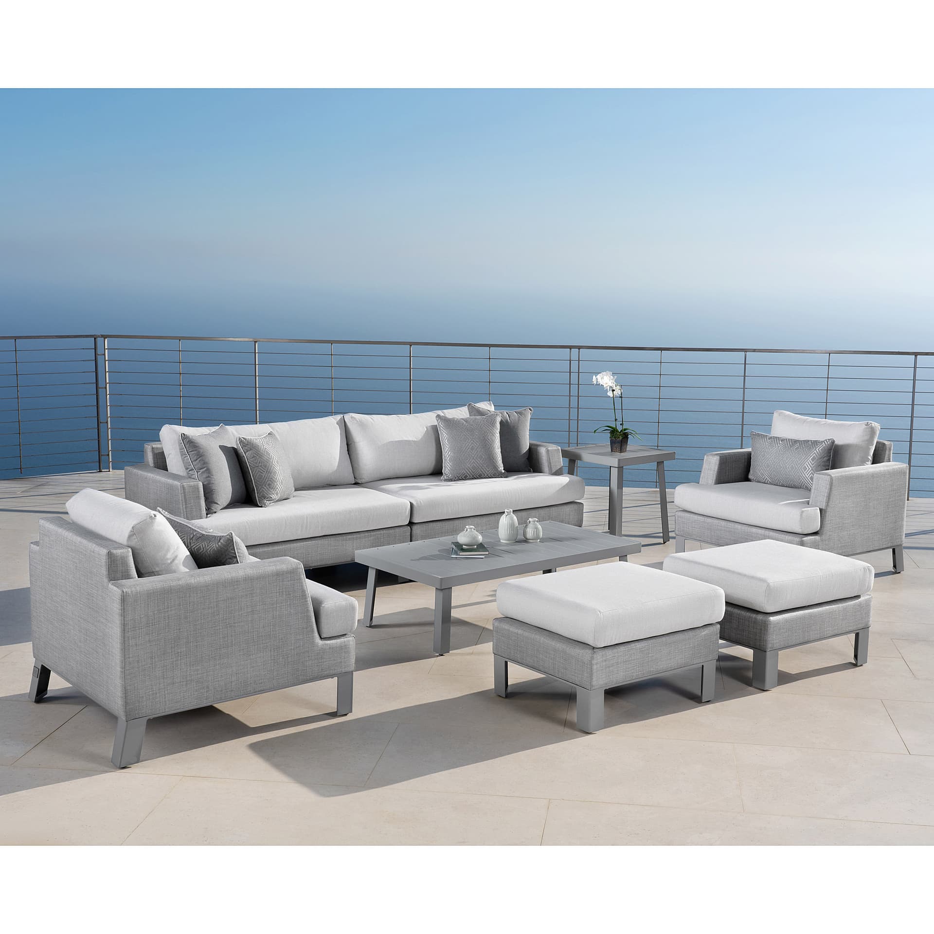 Modern Sling Outdoor Conversation Set, Gray
