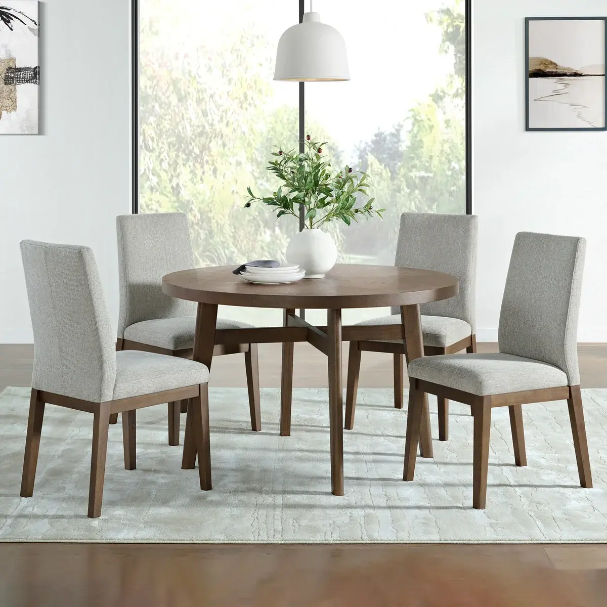 Brooklyn 48" Round Dining Table and 4 Chairs