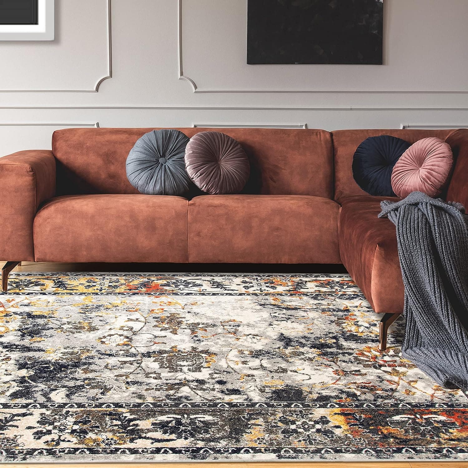 Superior Azusa Indoor Area Rug, Charcoal, 7' 10" x 10' image 6