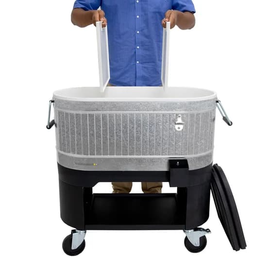 Permasteel 120-quart Galvanized Steel Rolling Cooler with Cover image 6