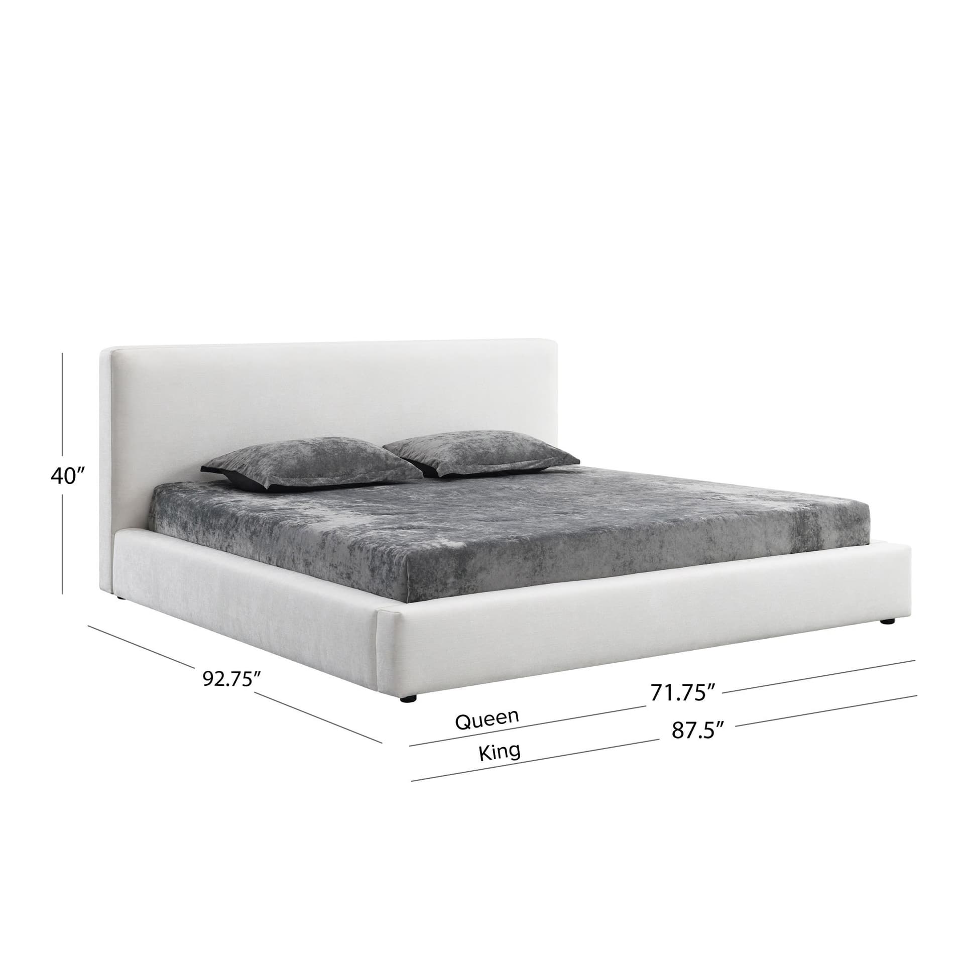 Mindy Upholstered Bed Frame Low Profile Platform, Queen image 3