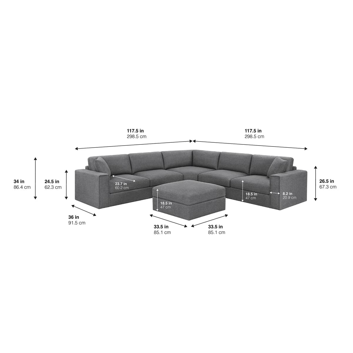 Thomasville Bryden Fabric Sectional with Storage Seats and Ottoman image 3