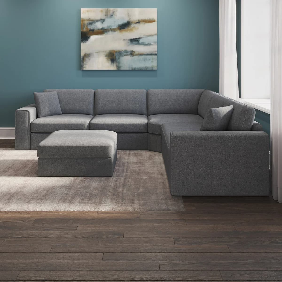 Thomasville Bryden Fabric Sectional with Storage Seats and Ottoman image 4