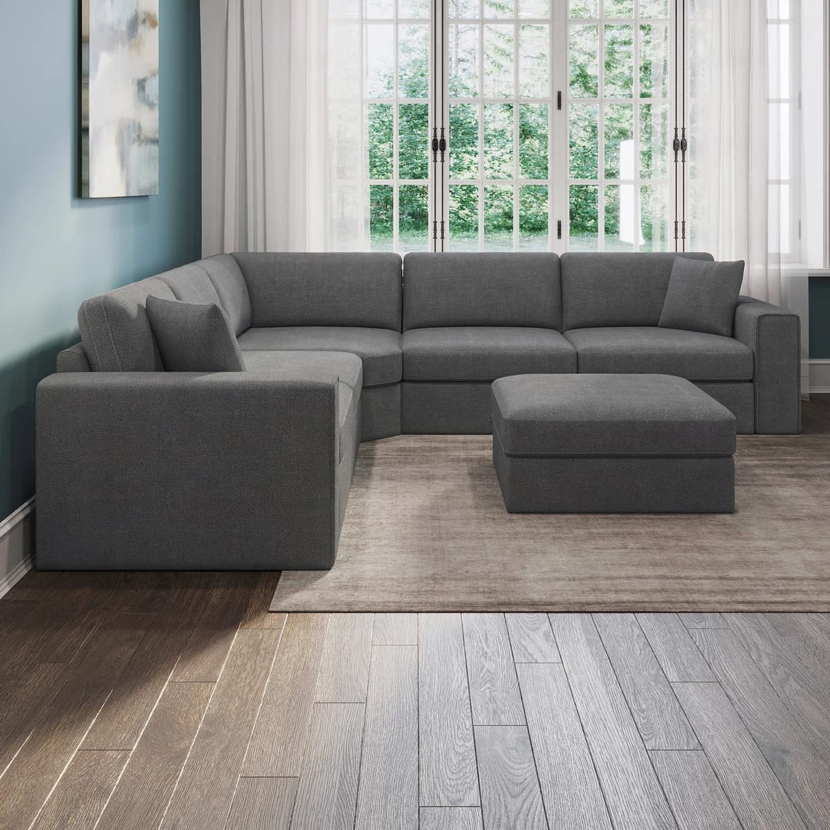 Thomasville Bryden Fabric Sectional with Storage Seats and Ottoman image 5