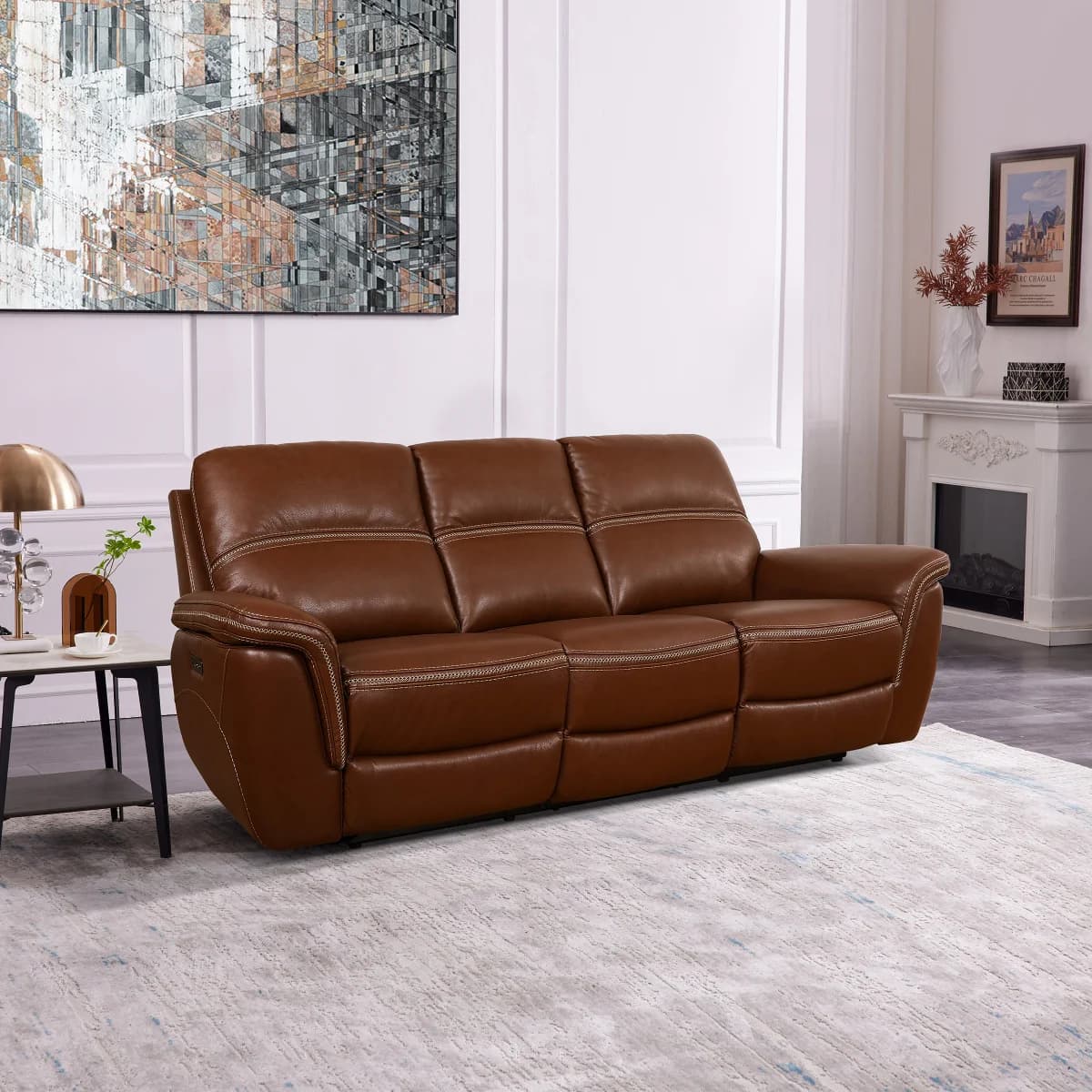 Oliver Leather Power Reclining Sofa with Power Headrests image 4