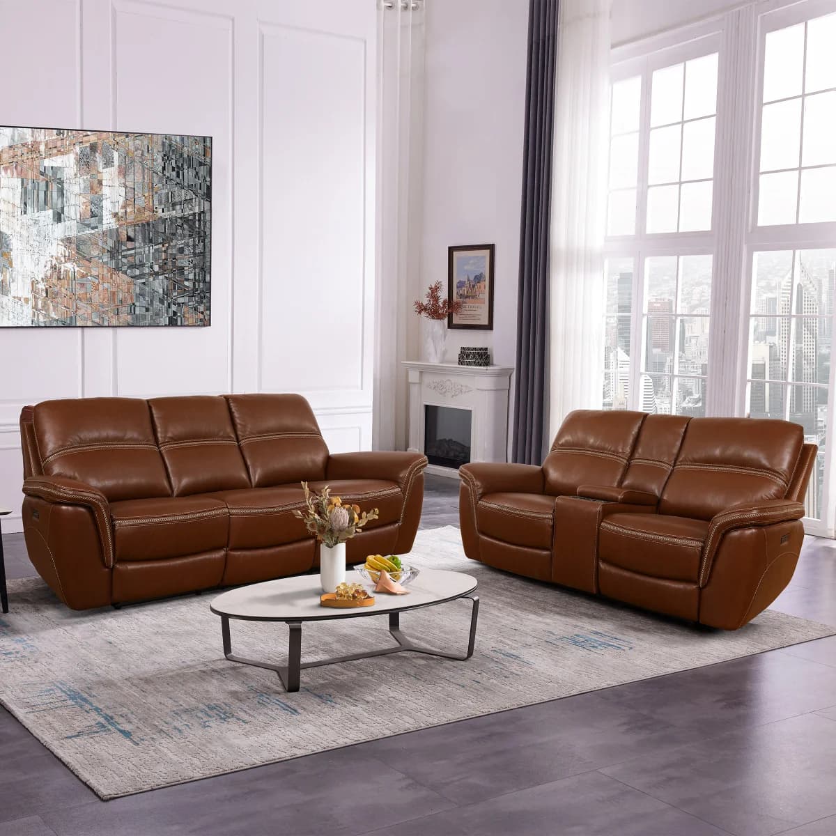 Oliver Leather Power Reclining Sofa with Power Headrests image 7