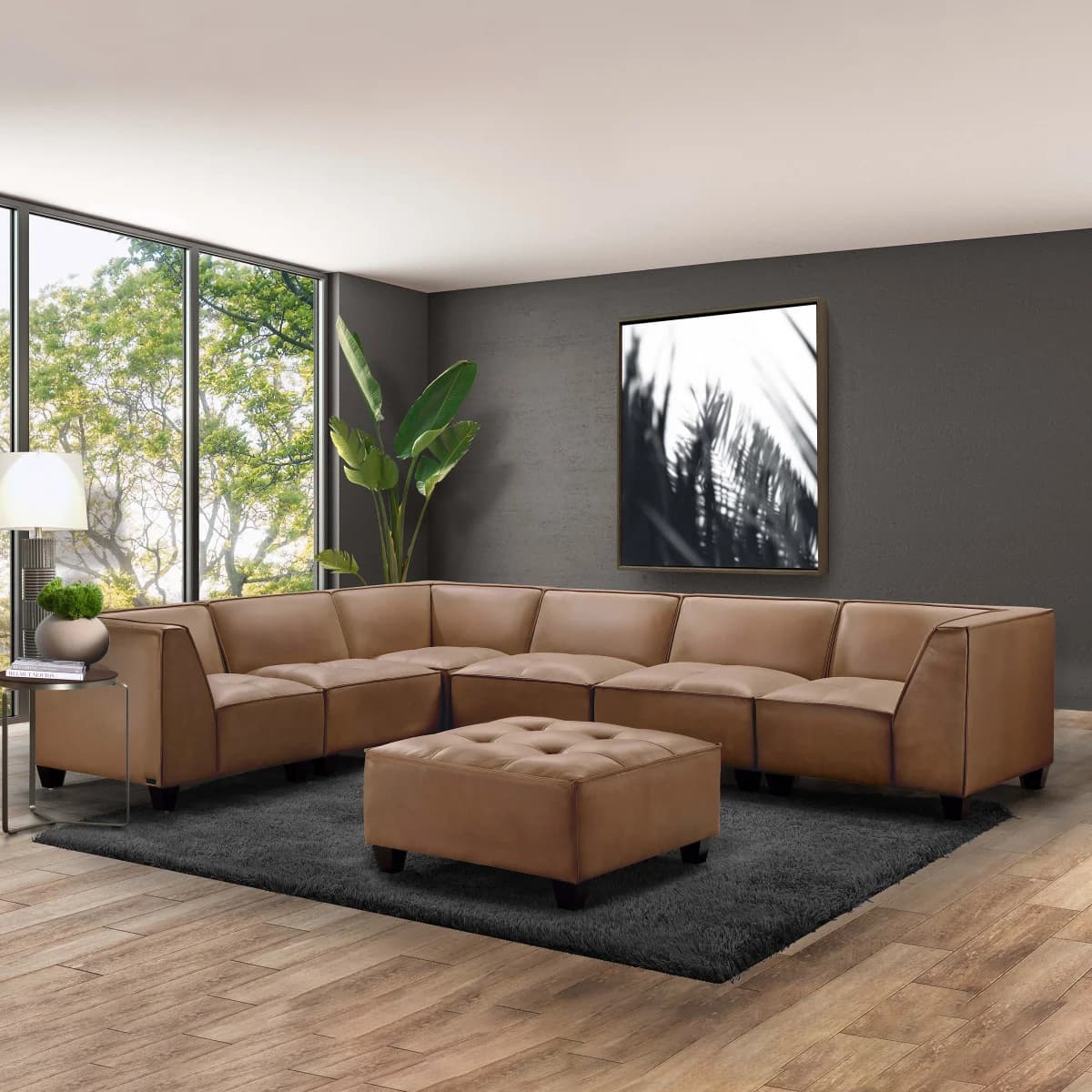 Wallingford 7-piece Sectional in Pecan Brown