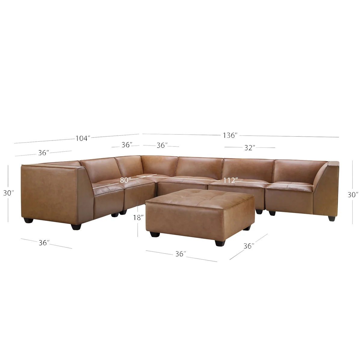 Wallingford 7-piece Sectional in Pecan Brown image 2