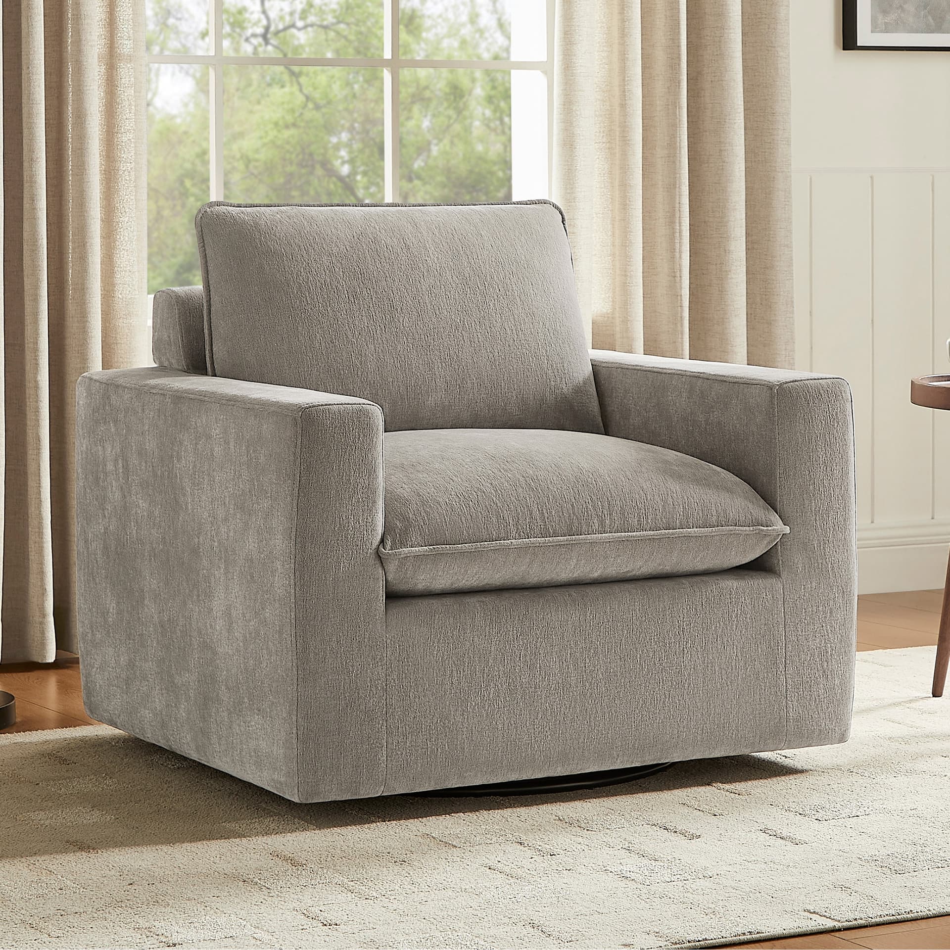 Sereen Fabric Swivel Accent Chair, Taupe