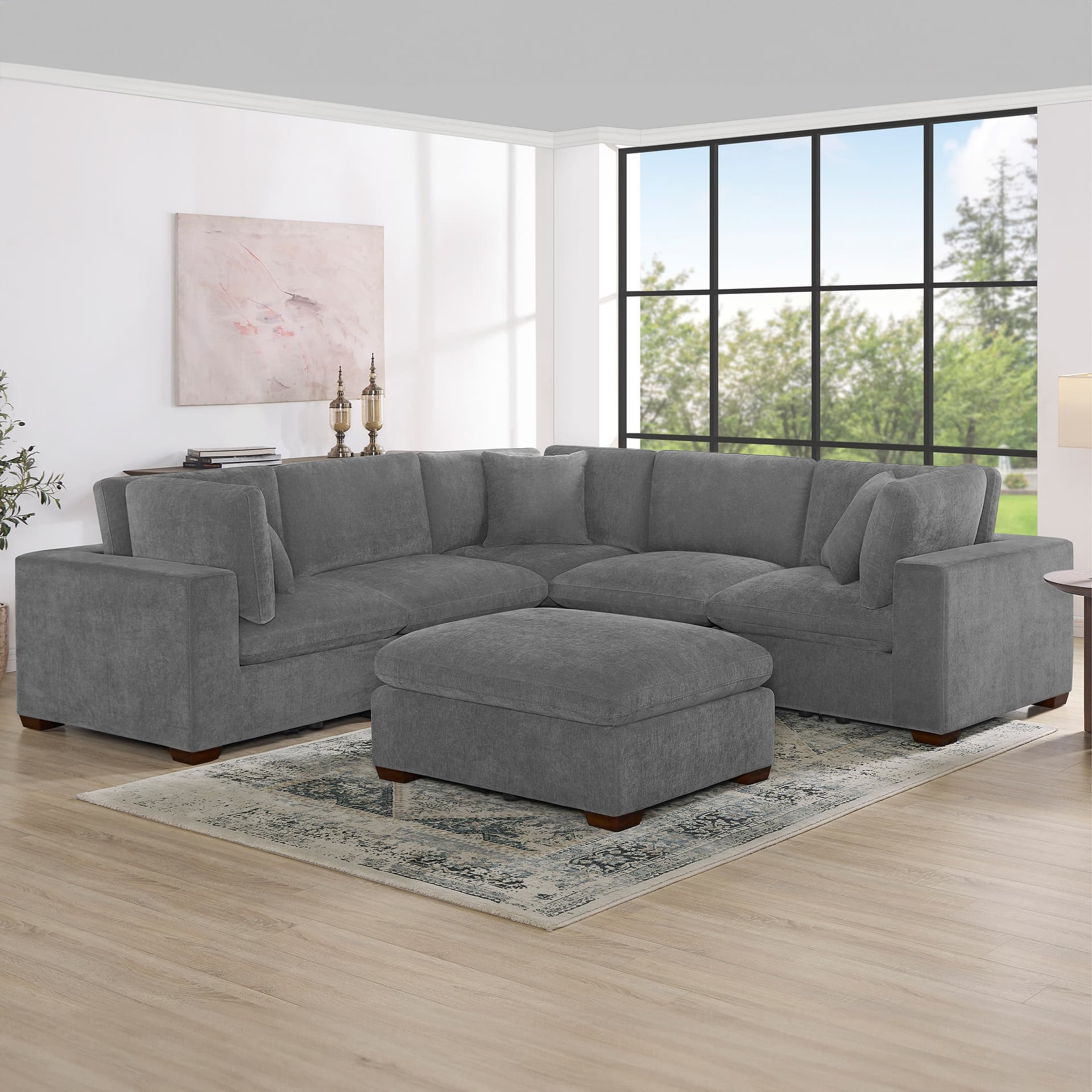Thomasville Lowell 6-piece Modular Sectional, Dark Gray