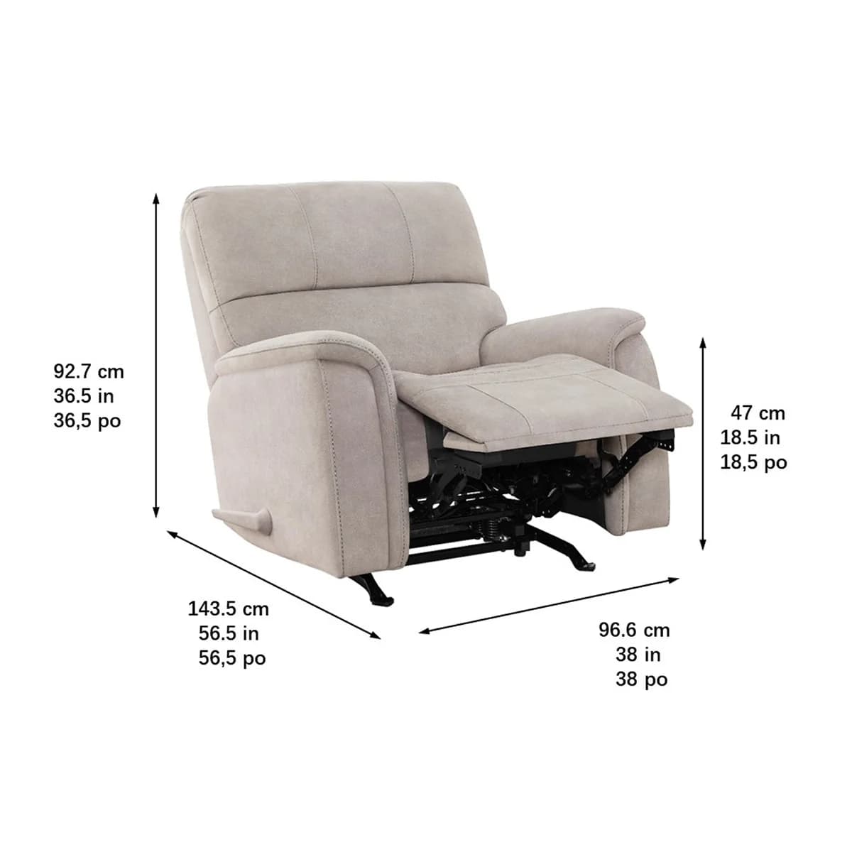 True Innovations Fabric Manual Rocker Recliner image 2