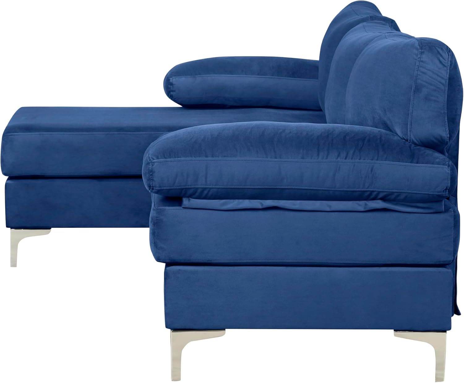 Casa Andrea Milano Modern Velvet Fabric Sectional Sofa, L-Shape Couch with Extra Wide Chaise Lounge image 6