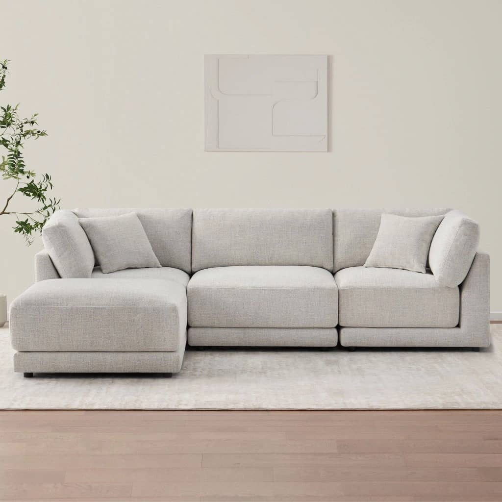 Dayna 4-piece Fabric Modular Sectional, Light Gray