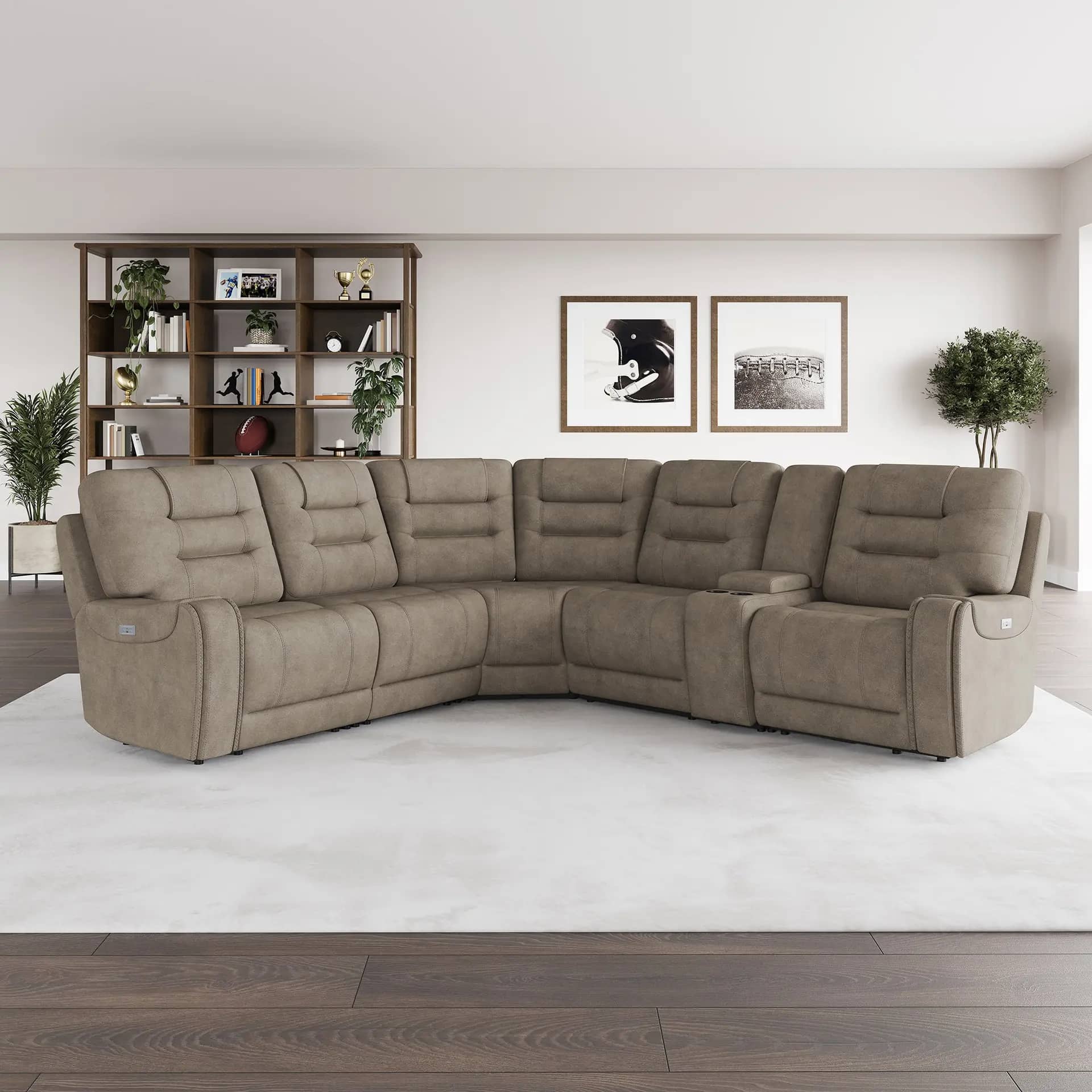 Barcalounger Carmelo Fabric Power Reclining Sectional with Power Headrests