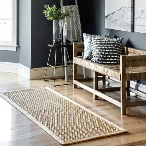 nuLOOM Hesse Checker Weave Seagrass Indoor/Outdoor Runner Rug, 2' 6" x 12', Natural