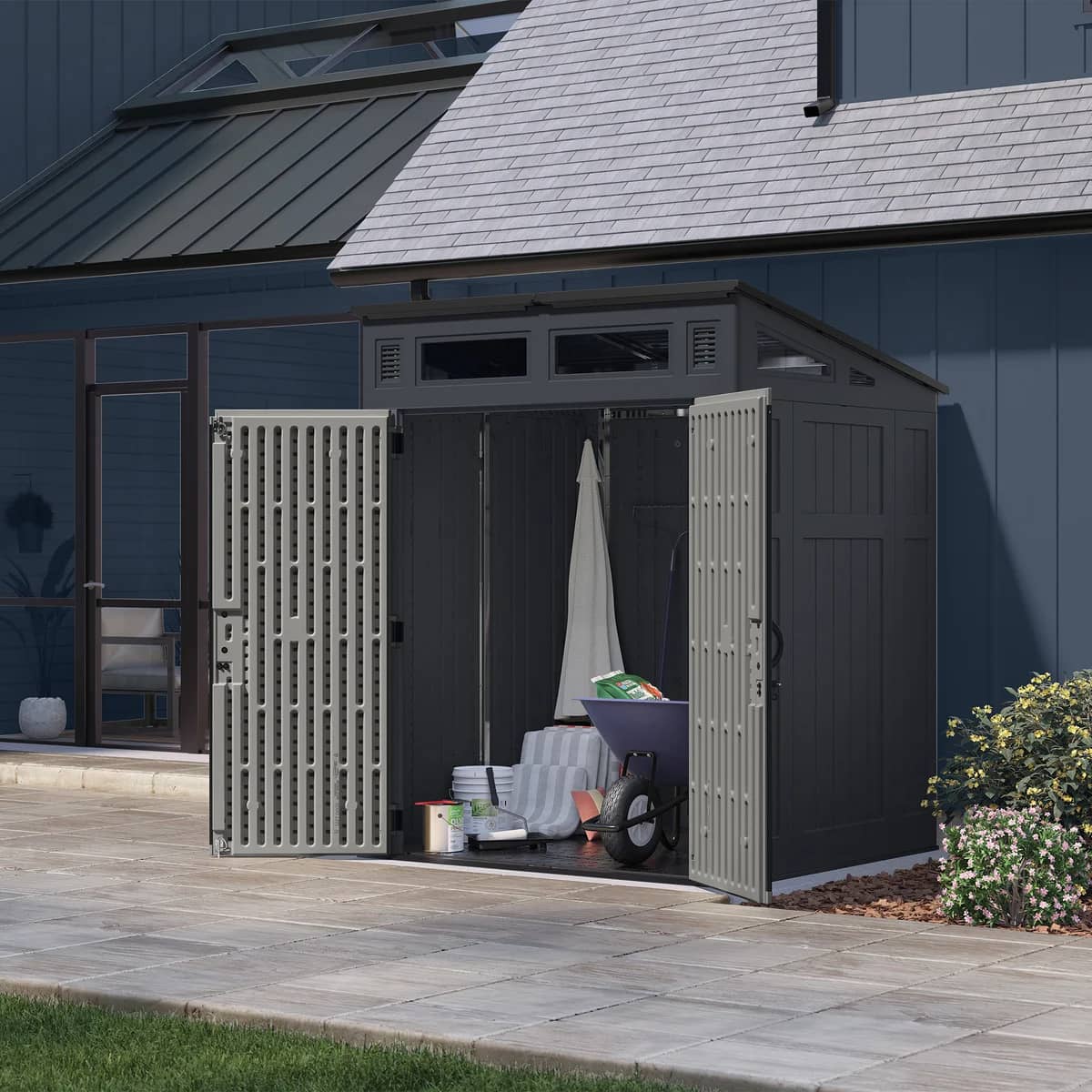 Suncast 6' x 5' Modern Storage Shed, Gray