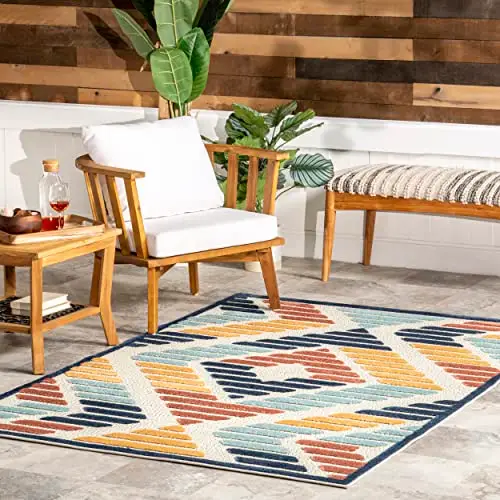 nuLOOM Brinn Geometric Striped Indoor/Outdoor Area Rug, 5x8, Blue
