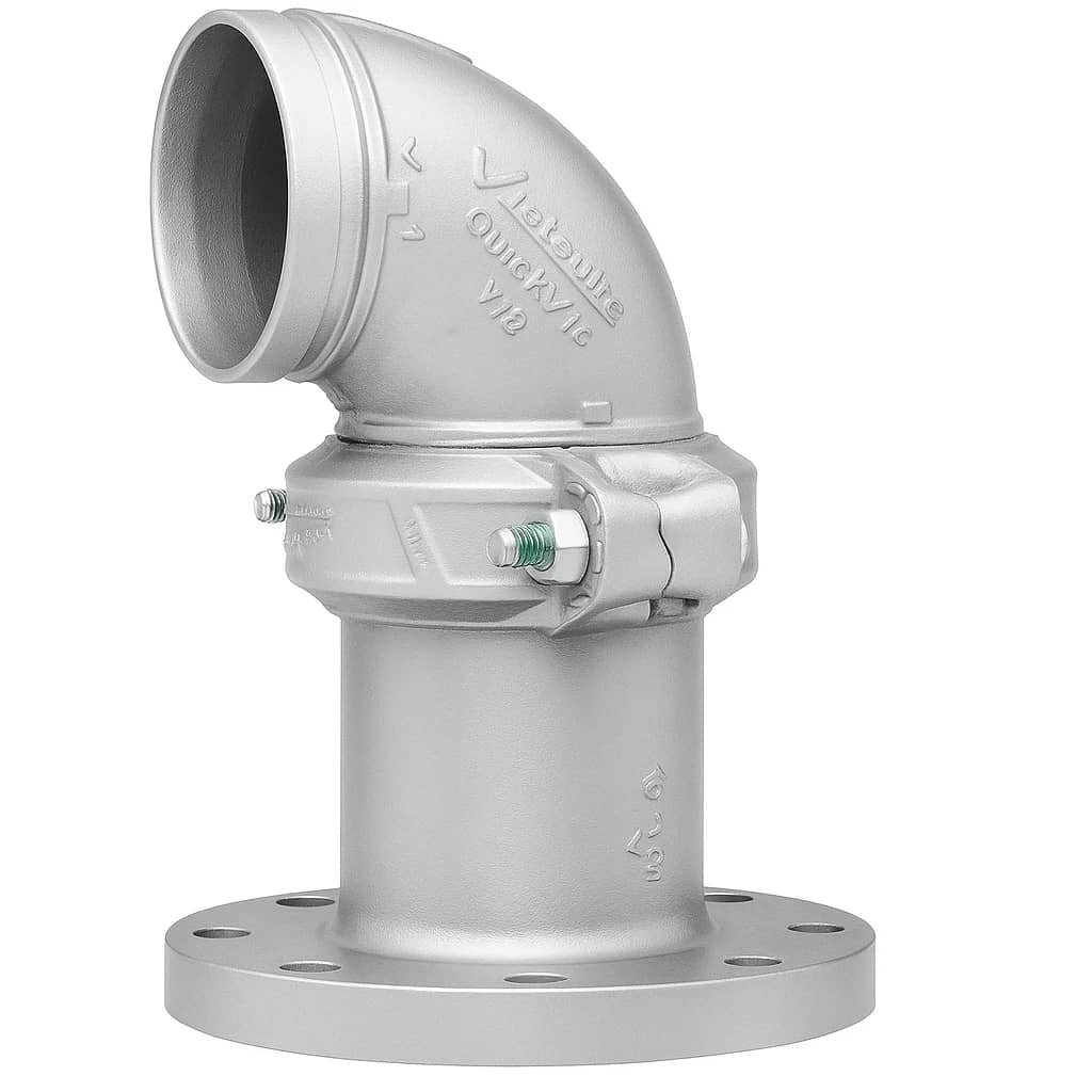 QuickVic™ 10 in. Grooved x Flanged Hot dipped galvanized Ductile Iron 90 Degree